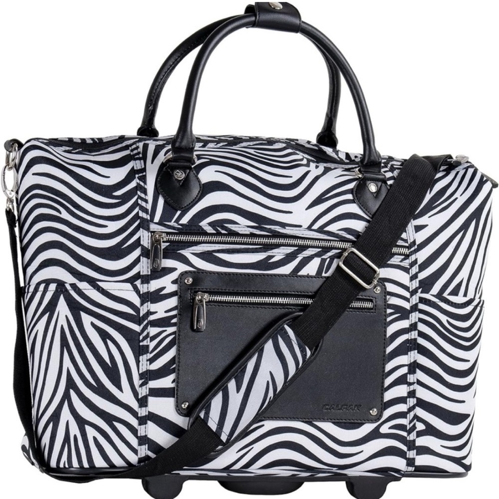 Calpak Zebra Print Wheeled Duffel Bag
